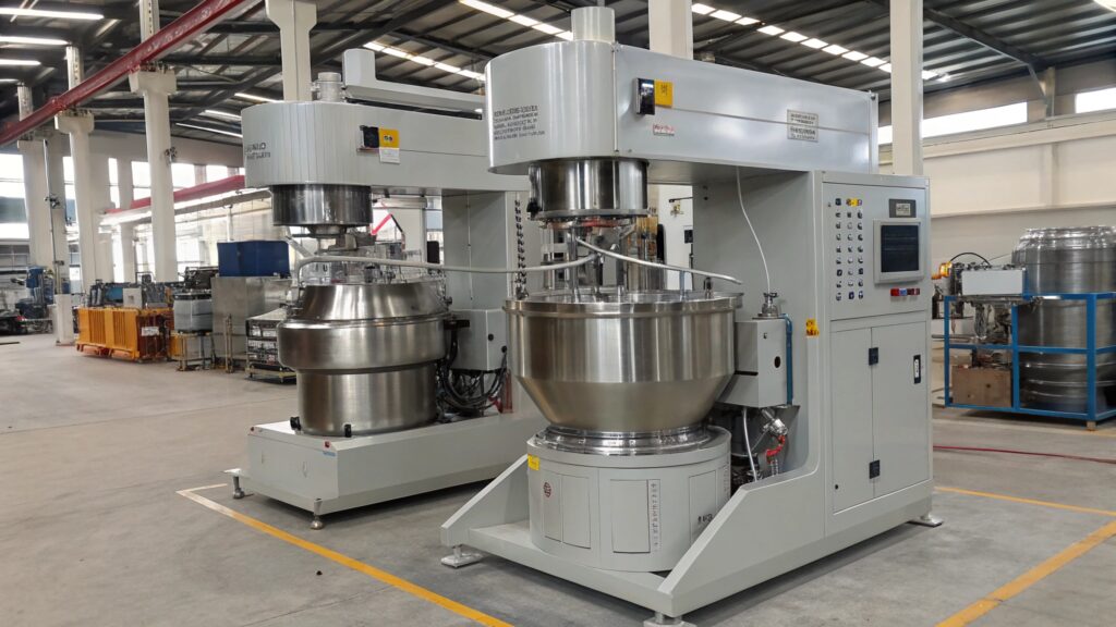 Double planetary mixer working mechanism
